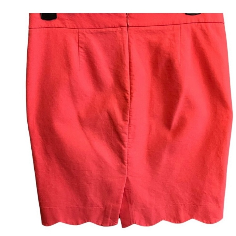 Women's J. Crew Coral Salmon Pink Scalloped Hem Straight Pencil Skirt Size 10